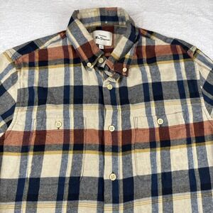 Ben Sherman Flannel Shirt Mens Small Multicolor Plaid Long Sleeve